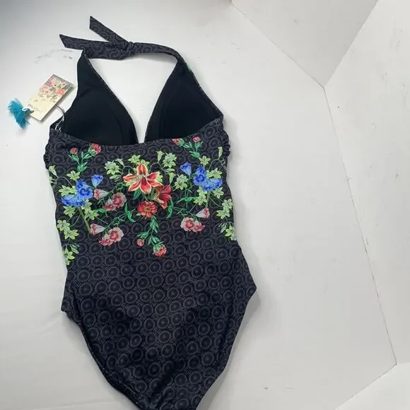 Johnny Was color twist black floral one-piece swimsuit NWT - Picture 7 of 11